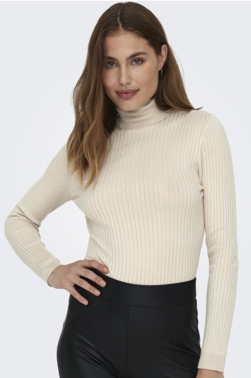 Only Trui ONLKAROL L/S ROLLNECK PULLOVER KNT 15165075 PUMICE STONE/W MELANGE