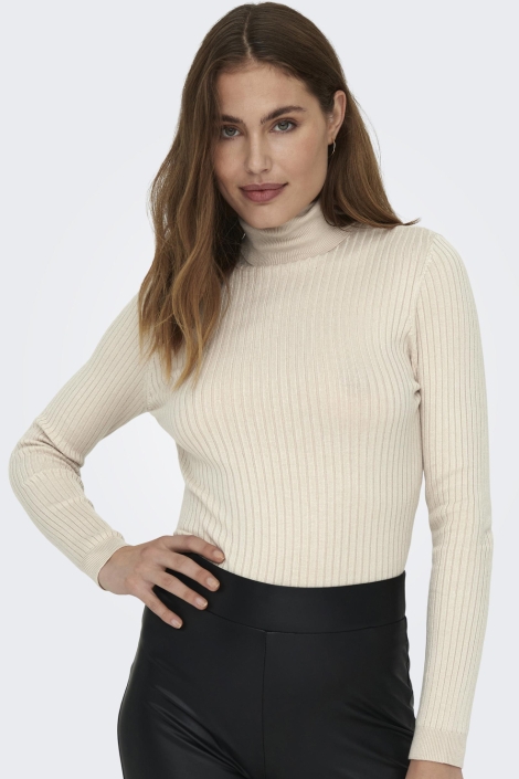 Only beige dames trui | Model vooraanzicht