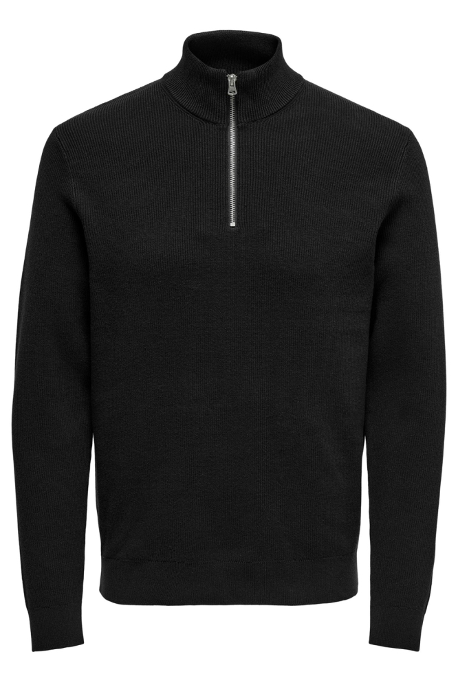 ONSPHIL REG 12 COTTON HALF ZIP KNIT 22023210 Black