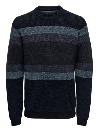 Only & Sons Trui ONSSAZLO 7 STRIPED STRUC KNIT 22024870 OMBRE BLUE