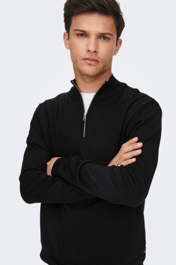 Only & Sons Trui ONSWYLER LIFE LS HALF ZIP KNIT 22021264 Black