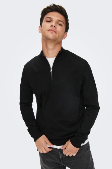 Only & Sons ONSWYLER LIFE LS HALF ZIP KNIT 22021264 Black