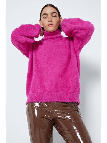 Noisy may Trui NMLYNDSEY L/S HIGH NECK KNIT 27022584 FESTIVAL FUCHSIA
