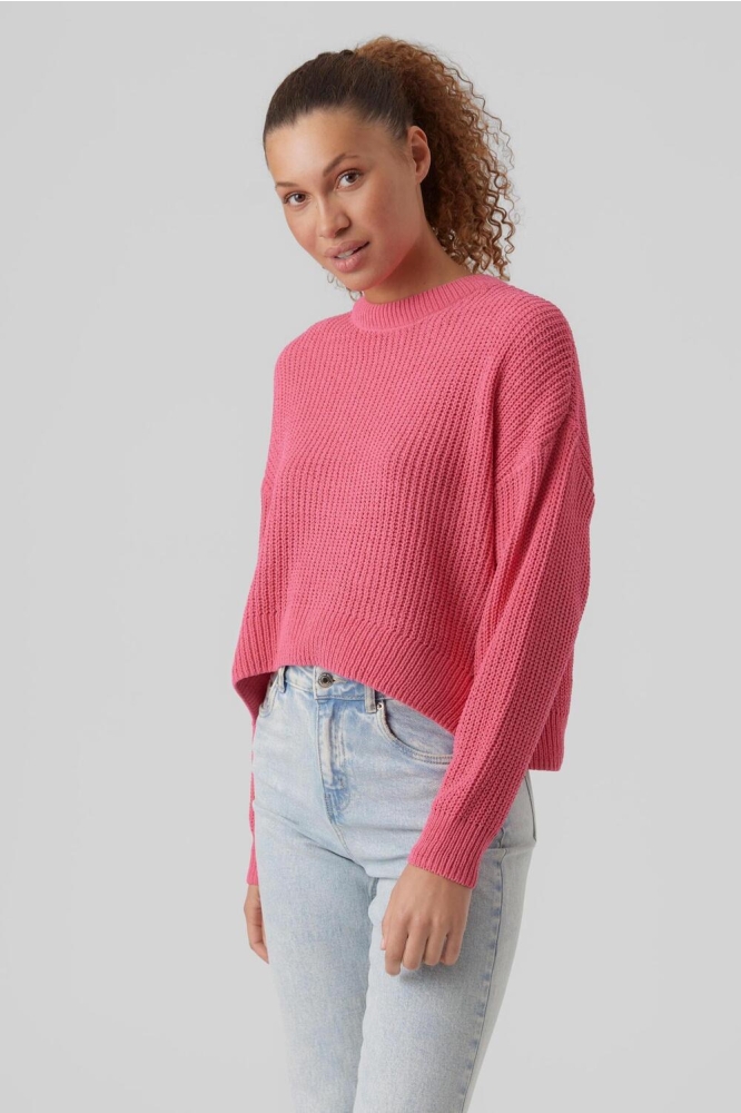 VMSADIE LS O-NECK ROUNDED HEM BLOUS 10273091 HOT PINK
