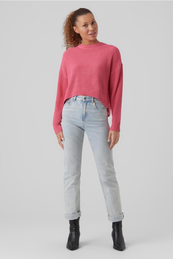 VMSADIE LS O-NECK ROUNDED HEM BLOUS 10273091 HOT PINK