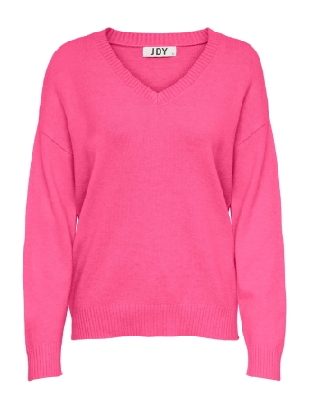 Jacqueline de Yong Trui JDYMARCO L/S V-NECK PULLOVER KNT 15281979 Shocking Pink