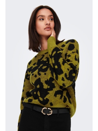 Jacqueline de Yong Trui JDYHELGA L/S JACQAURD PULLOVER KNT 15271299 Ecru Olive