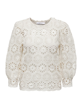 La Strada Unica Trui LSUDIANO COTTON CROCHET 7/8 TOP KNT 15282923 CLOUD DANCER