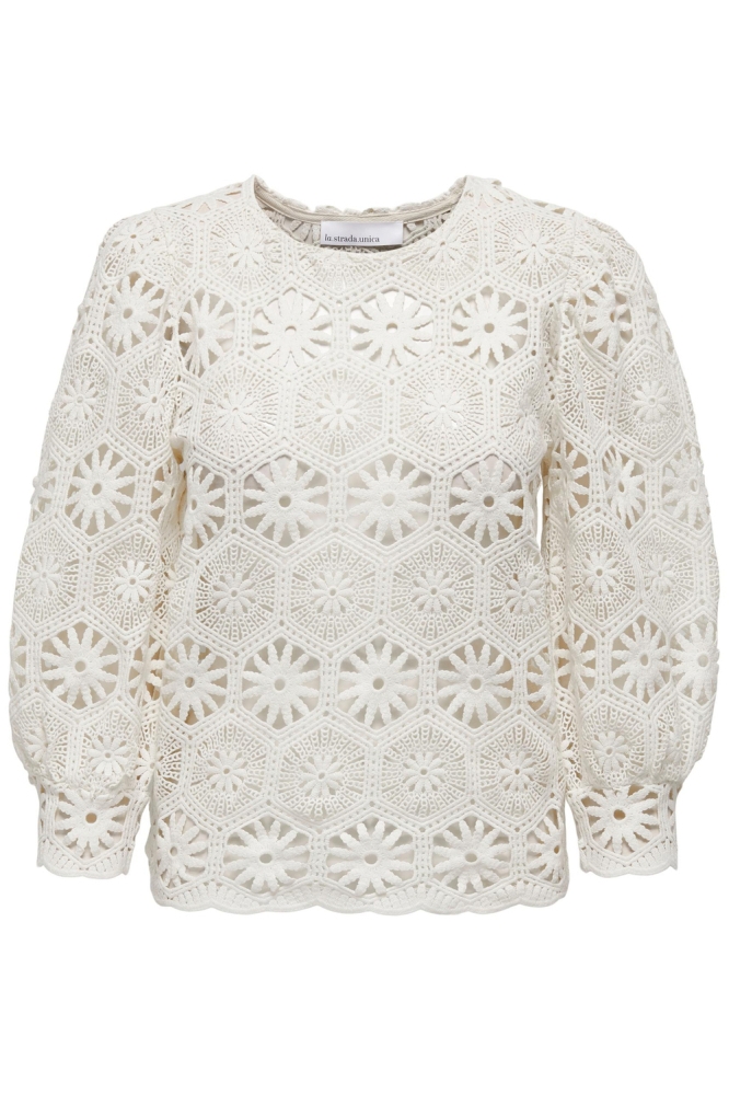 LSUDIANO COTTON CROCHET 7/8 TOP KNT 15282923 CLOUD DANCER