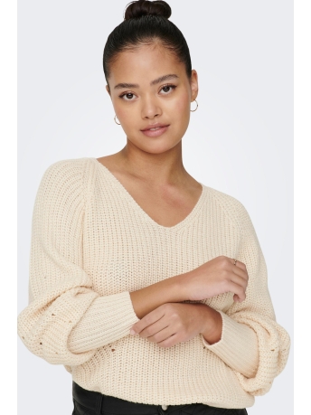 Jacqueline de Yong Trui JDYJUSTY L/S V-NECK PULLOVER KNT NO 15282209 Eggnog
