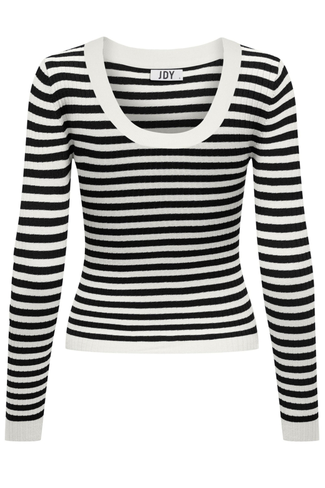 JDYPLUM YSLA L/S O-NECK PULLOV KNT 15266063 CLOUD DANCER/BLACK