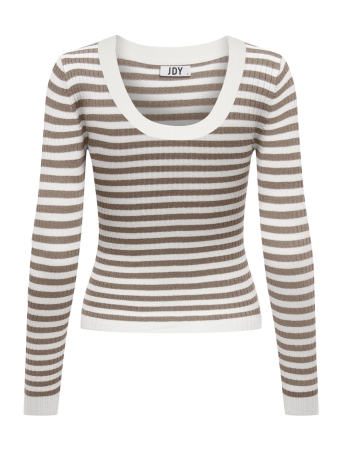 Jacqueline de Yong Trui JDYPLUM YSLA L/S O-NECK PULLOV KNT 15266063 CLOUD DANCER/WALNUT