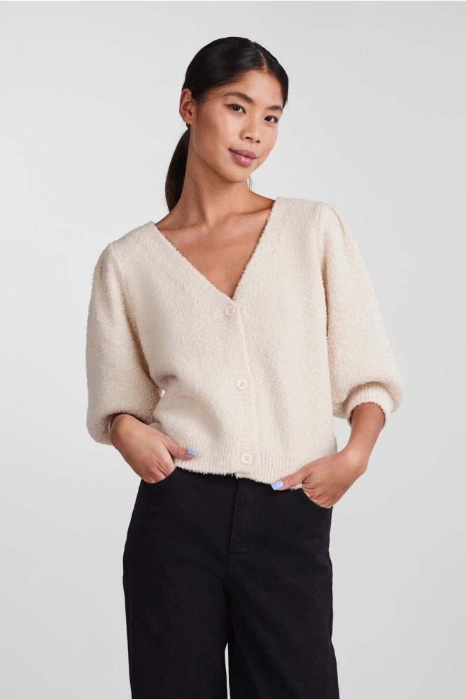 PCBISA 2/4 KNIT CARDIGAN BC 17134202 WHITE SMOKE