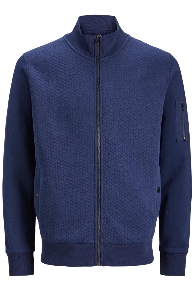 JPRBLUWILLS SWEAT ZIP HIGH NECK 12224158 PEGAENT BLUE
