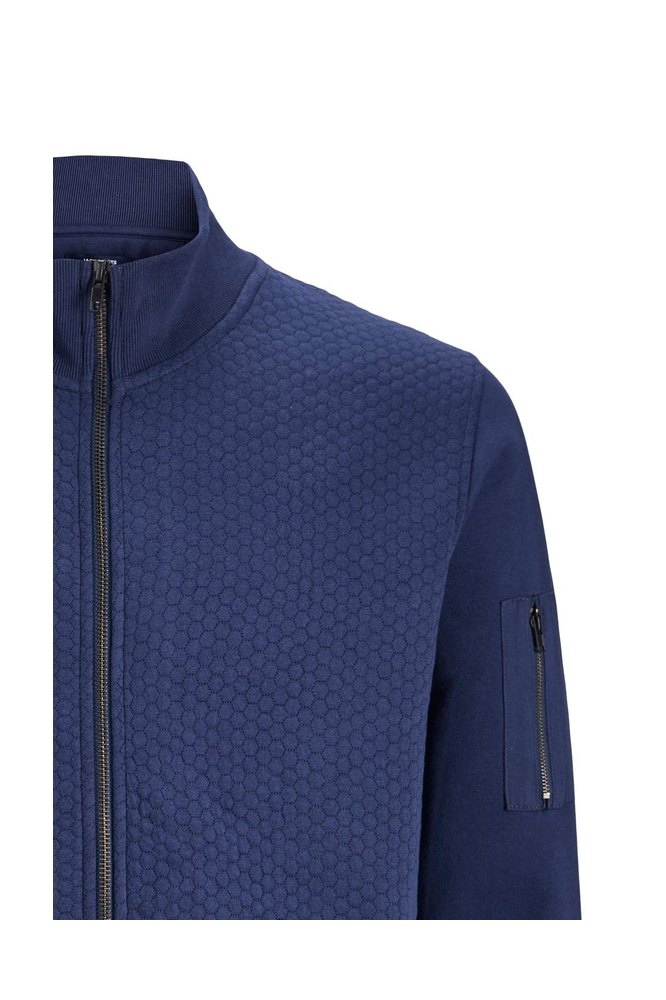 JPRBLUWILLS SWEAT ZIP HIGH NECK 12224158 PEGAENT BLUE