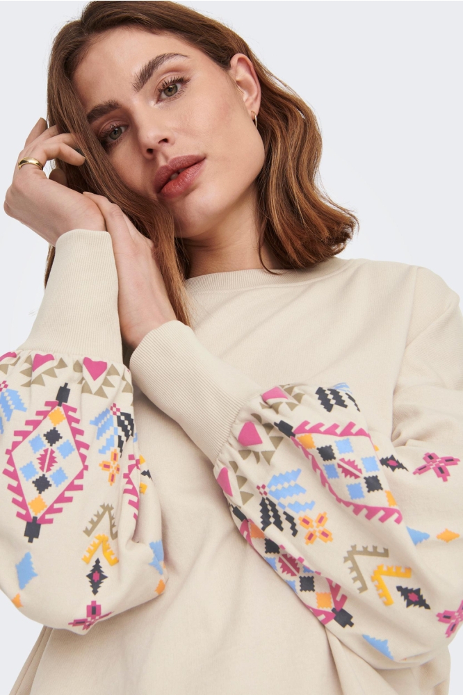 ONLEMILY L/S O-NECK BOX UB SWT 15285248 PUMICE STONE/Sleeve pat
