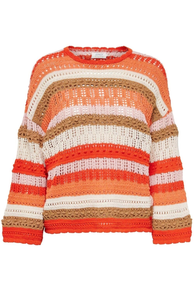 ONLMASHA LIFE 7/8 STRIPE O-NECK KNT 15283886 Georgia peach/rose smoke