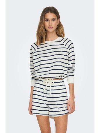 Jacqueline de Yong Trui JDYIVY L/S  SHORT SWEAT JRS 15291622 Cloud Dancer/BLACK IRIS
