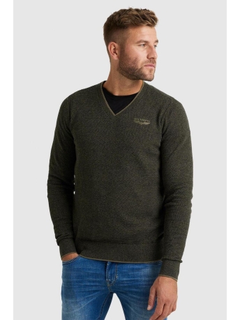 PME legend Trui V NECK COTTON MOULINE KNIT PKW2210331 999