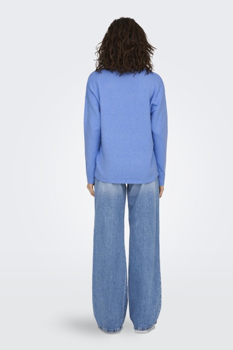 Only blauwe dames trui | Model achteraanzicht