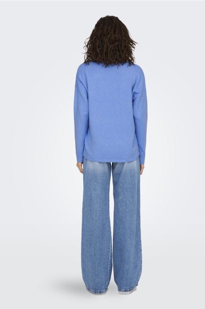 Only blauwe dames trui | Model achteraanzicht