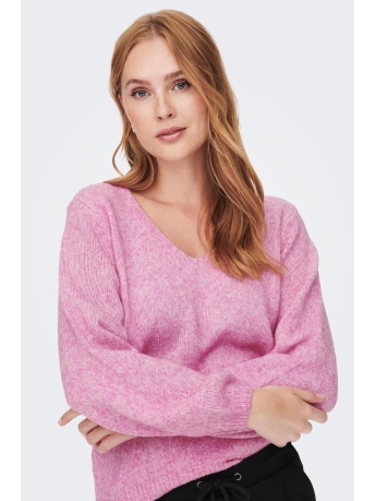 Jacqueline de Yong Trui JDYSILJA L/S V-NECK PULL. KNT 15276741 CYCLAMEN/MELANGE