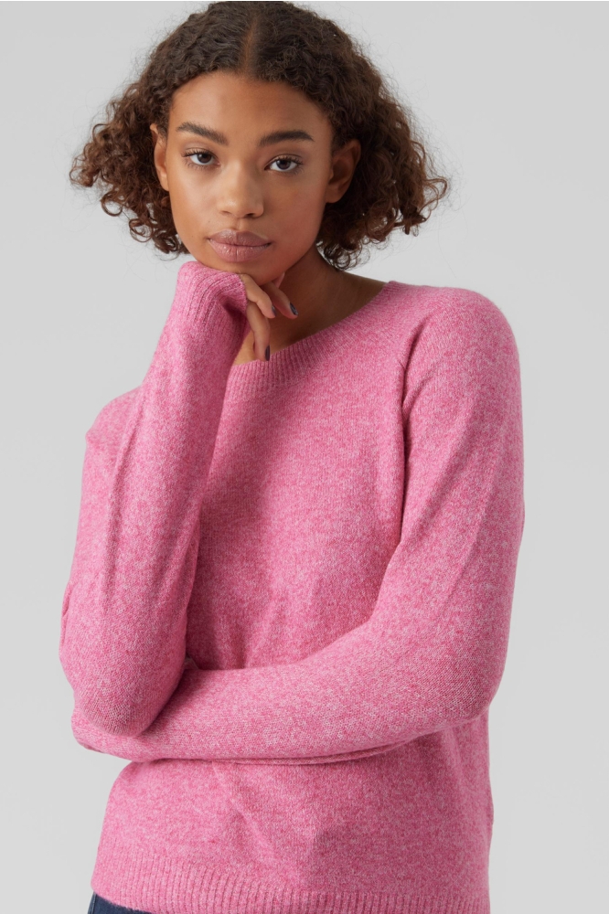 VMDOFFY LS O-NECK BLOUSE GA NOOS 10201022 Pink Yarrow/MELANGE