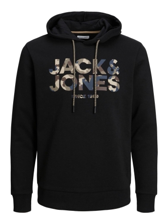 Jack & Jones Trui JJJAMES SWEAT HOOD 12235338 BLACK