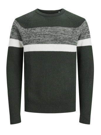 Jack & Jones Trui JJPANNEL KNIT CREW NECK AW23 12236304 Mountain View/BLOCKING