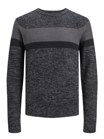 Jack & Jones Trui JJPANNEL KNIT CREW NECK AW23 12236304 BLACK/BLOCKING W
