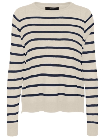 Vero Moda Trui VMNOVA LS O-NECK PULLOVER GA NOOS 10282354 BIRCH/NAVY BLAZE