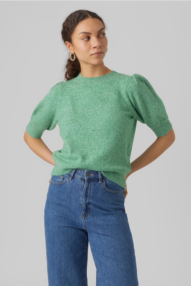 VMDOFFY 2/4 O-NECK PULLOVER GA NOOS 10278313 Bright Green/MELANGE