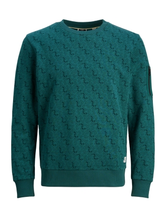 Jack & Jones Trui JCOLOGAN AOP SWEAT CREW NECK SS23 12236688 DEAP TEAL