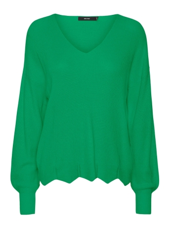 Vero Moda Trui VMNEWLEXSUN SCALLOP LS V-NECK PULL 10281455 BRIGHT GREEN