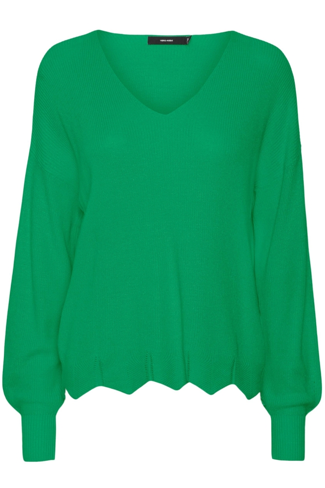 VMNEWLEXSUN SCALLOP LS V-NECK PULL 10281455 BRIGHT GREEN