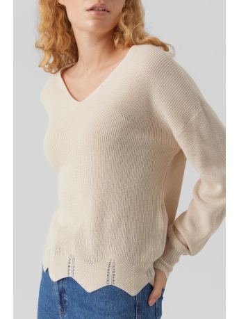 Vero Moda Trui VMNEWLEXSUN SCALLOP LS V-NECK PULL 10281455 BIRCH
