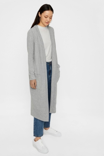 Noisy may Vest NMCITY L/S LONG CARDIGAN NOOS 27008836 LIGHT GREY MELANGE