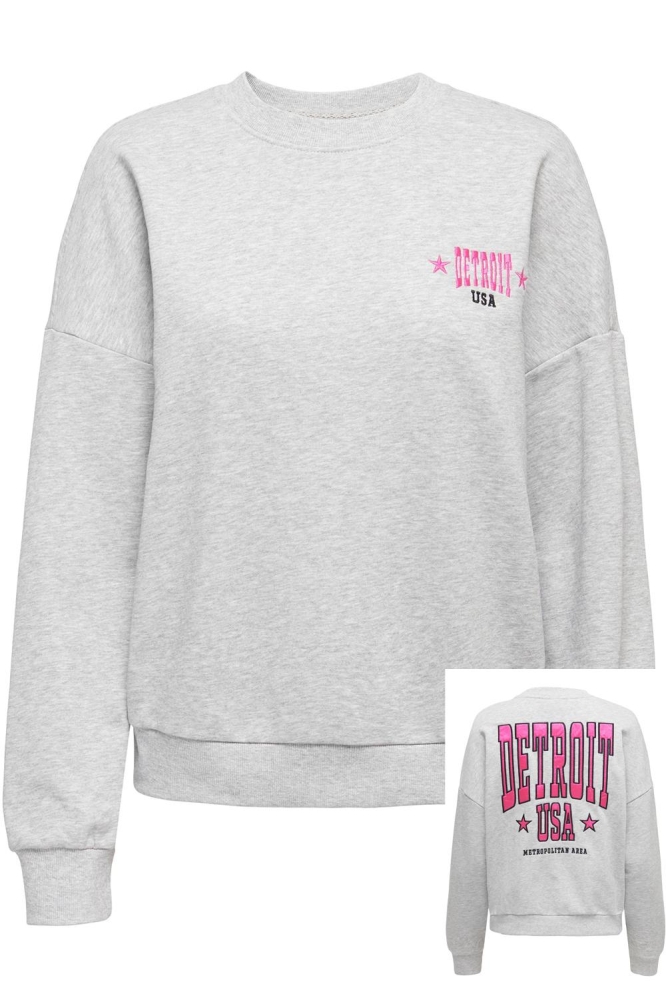 ONLBRIE L/S USA O-NECK BOX SWT 15291529 Light Grey Mela/Detroit