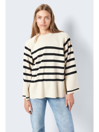 Noisy may Trui NMFIFI L/S O-NECK TUNIC KNIT FWD 27027534 OATMAEL/BLACK