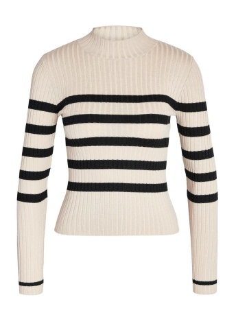 Noisy may Trui NMFIFI L/S HIGH NECK RIB KNIT FWD 27027551 OATMEAL/BLACK