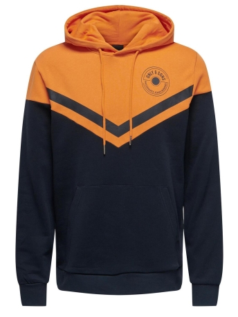 Only & Sons Trui ONSNEWWAGNER REG SWEAT HOODIE CS 22024853 ORANGE OCHRE