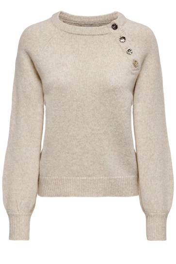 Only Trui ONLEMMA LS BUTTON ONECK KNT 15302253 Pumice Stone