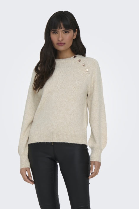 Only beige dames trui | Model vooraanzicht