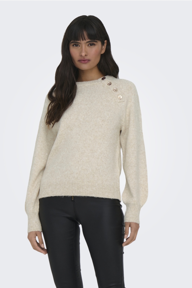 Only beige dames trui | Model vooraanzicht