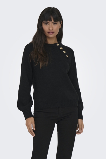 Only Trui ONLEMMA LS BUTTON ONECK KNT 15302253 Black