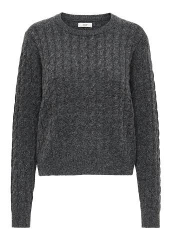 Jacqueline de Yong Trui JDYCARMEN L/S O-NECK CABLE PULLOVER 15308899 Dark Grey Melange