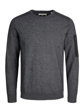 Jack & Jones Trui JCOMETRO KNIT CREW NECK 12243851 BLACK/TWISTED