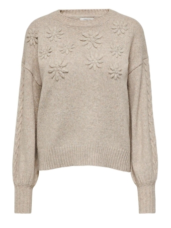 Only Trui ONLROSETTA LS EMBR O-NECK KNT 15306457 Pumice Stone/Melange