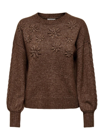 Only Trui ONLROSETTA LS EMBR O-NECK KNT 15306457 Chestnut