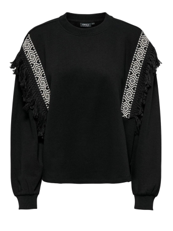Only Trui ONLLUNA L/S FRILL O-NECK CS SWT 15317338 Black